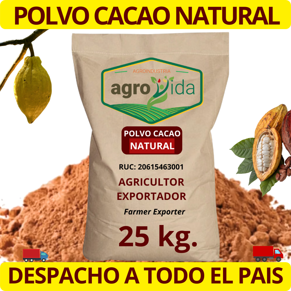 Polvo de Cacao Natural Saco por 25kg